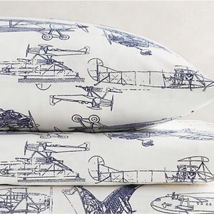 Restoration Hardware Vinatage Airplane Crib Sheet NWOT